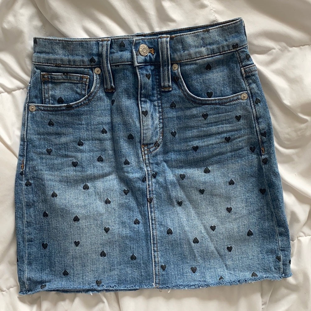 Madewell Black Heart Stamped Denim Skirt - 23